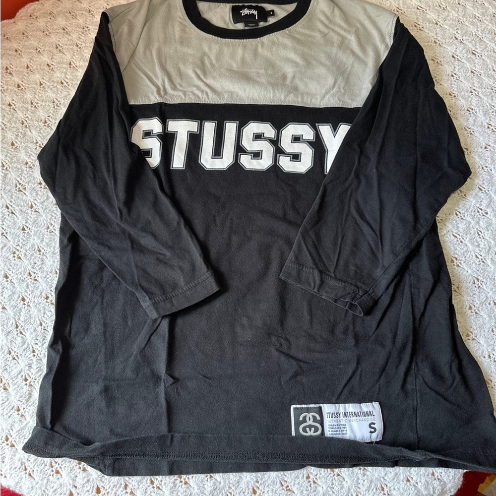 Stussy Black Shirt with Logo Patch